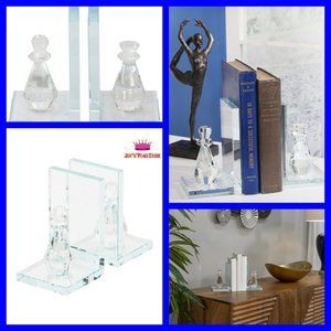 Set of 2 Sagebrook Home Clear/Frost Crystal Chess Piece Bookends